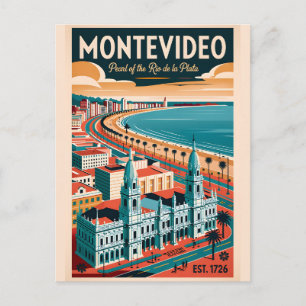 Montevideo Uruguay Retro-Reiseposter-Kunst Postkarte