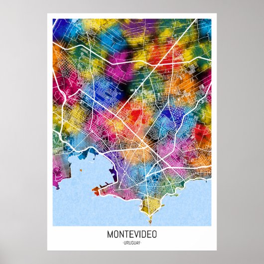 Montevideo Uruguay Stadtplan Poster (Vorne)