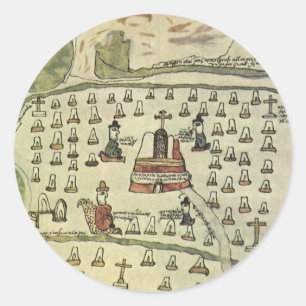 Montezuas Aztekenreich, Antike Weltkarte, 1577 Runder Aufkleber