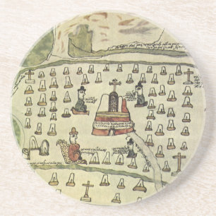 Montezuas Aztekenreich, Antike Weltkarte, 1577 Sandstein Untersetzer