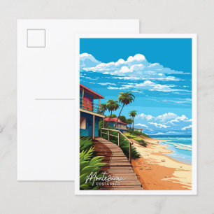 Montezuma Costa Rica Vintage Illustration Postkarte