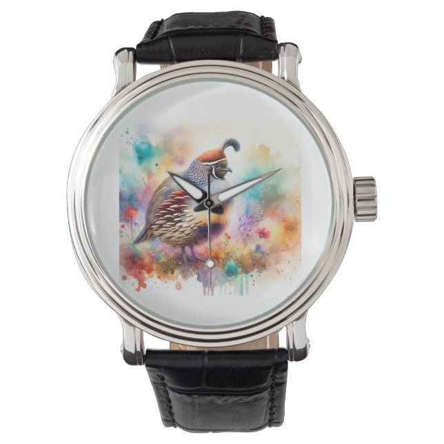 Montezuma Quail AREF755 - Watercolor Armbanduhr (Vorderseite)