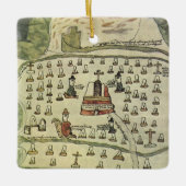 Montezumas Aztekenreich, Antique World Map, 1577 Keramikornament (Vorderseite)