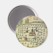Montezumas Aztekenreich, Antique World Map, 1577 Magnet (Vorderseite/Rückseite)