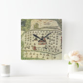 Montezumas Aztekenreich, Antique World Map, 1577 Quadratische Wanduhr (Zuhause)