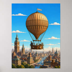 Montgolfier Wissenschaftsballon über London Poster