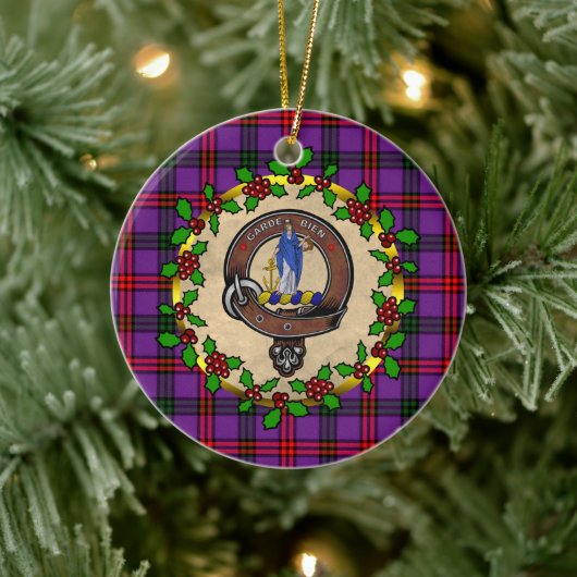 Montgomery Abzeichen & Tartan Personalisierte Weih Keramik Ornament (Baum)