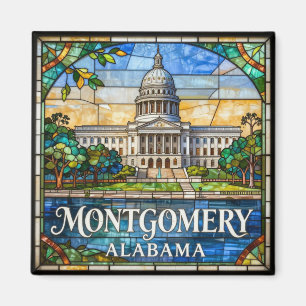 Montgomery Alabama Buntglas-Stadtlandschaft 🏛️ Magnet