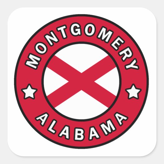 Montgomery Alabama Quadratischer Aufkleber (Vorderseite)