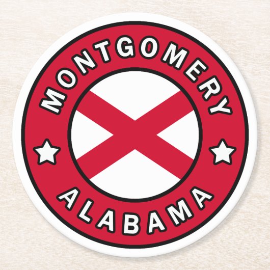 Montgomery Alabama Runder Pappuntersetzer (Vorderseite)