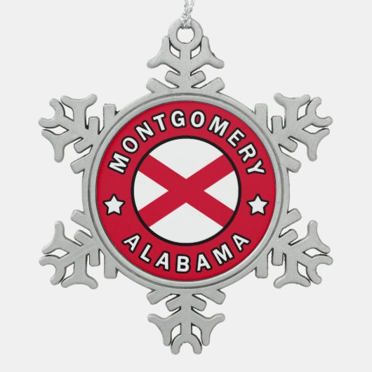 Montgomery Alabama Schneeflocken Zinn-Ornament (Vorderseite)