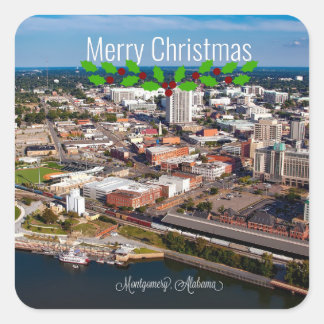 Montgomery, Alabama Weihnachtsgrüße Quadratischer Aufkleber