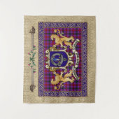 Montgomery Clan Abzeichen & Tartan mit Löwen Wandteppich (Vorderseite)