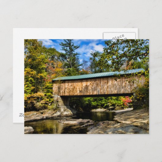 Montgomery Covered Bridge mit fallendem Blattwerk Postkarte (Vorne/Hinten)