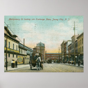 Montgomery St., Jersey City NJ 1908 Vintag Poster