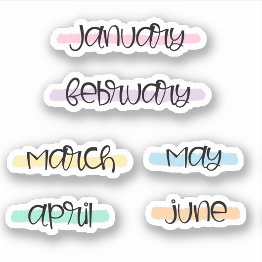 Month Name Headers -Highlight- (Jan to June) Aufkleber (Vorderseite)