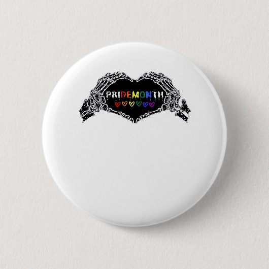 Month Skeleton Heart Hands LGBTQIA Button (Vorderseite)
