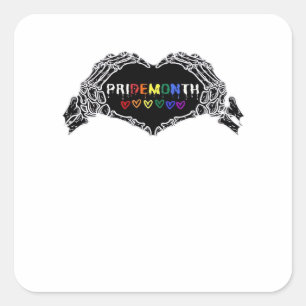 Month Skeleton Heart Hands LGBTQIA Quadratischer Aufkleber