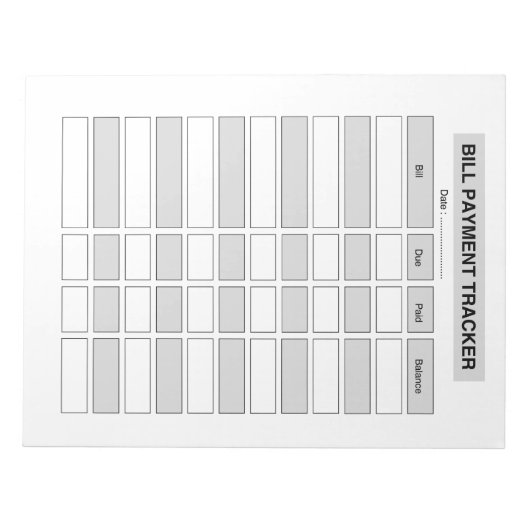 Monthly Bill Payment Tracker Notizblock (Vorderseite)