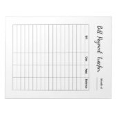 Monthly Bill Payment Tracker Notizblock (Vorderseite)