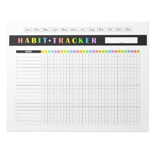 Monthly Habit Tracker Rainbow Notizblock (Vorderseite)