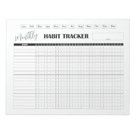 Monthly Habit Tracker White Notizblock