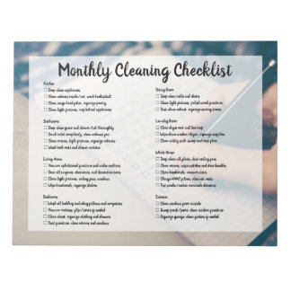 Monthly House Cleaning Checklist Notizblock