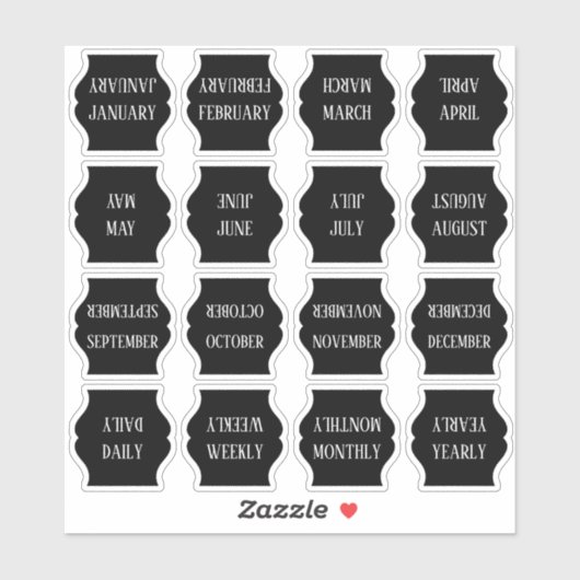 Monthly Index Tab Black Bujo Planner Foldable Aufkleber (Blatt)