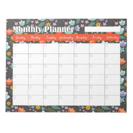 Monthly Planner Spring Colorful Flowers  Notizblock