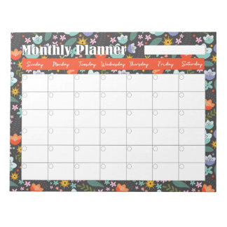 Monthly Planner Spring Colorful Flowers  Notizblock