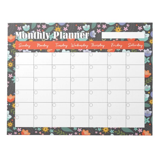Monthly Planner Spring Colorful Flowers  Notizblock (Vorderseite)