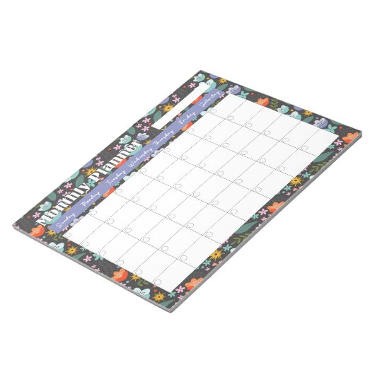 Monthly Planner Spring Colorful Flowers  Notizblock (angewinkelt)