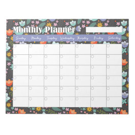 Monthly Planner Spring Colorful Flowers  Notizblock