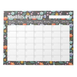 Monthly Planner Spring Colorful Flowers  Notizblock
