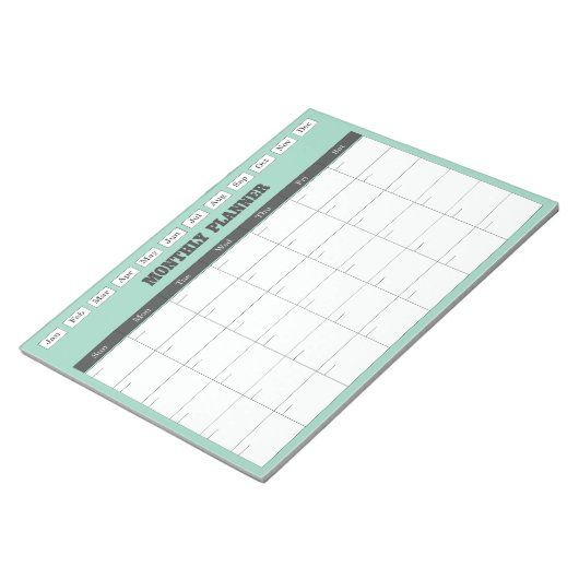 Monthly Planner Teal Simple Calendar Notizblock (angewinkelt)