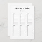 Monthly to do list mitteilungskarte (Vorne/Hinten)