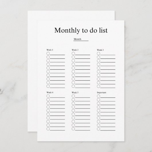 Monthly to do list mitteilungskarte (Vorne/Hinten)