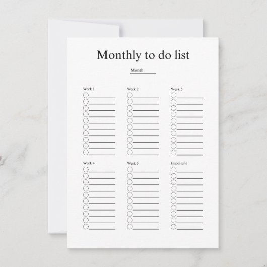 Monthly to do list mitteilungskarte (Vorderseite)