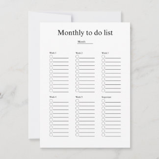 Monthly to do list mitteilungskarte