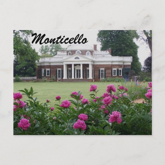 Monticello Fotografische Postkarte mit Blume (Vorderseite)