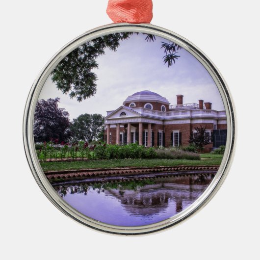 Monticello Reflexion Silbernes Ornament (Vorne)