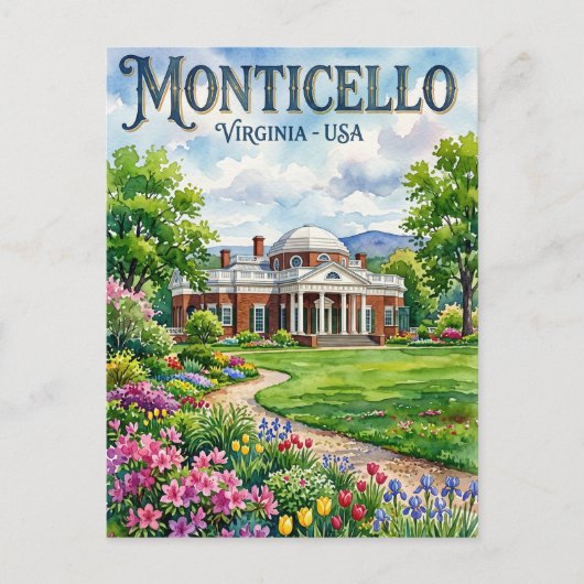 Monticello USA wird zu Postkarte (Vorderseite)