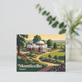 Monticello Virginia Postkarte (Stehend Vorderseite)