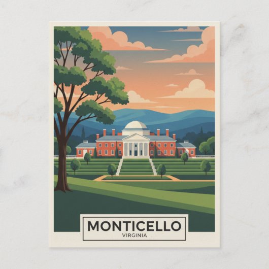 Monticello Virginia Reise Postkarte (Vorderseite)
