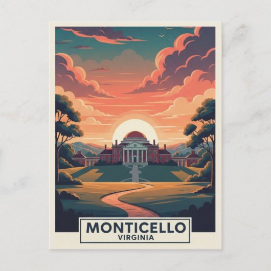 Monticello Virginia Travel Postkarte (Vorderseite)