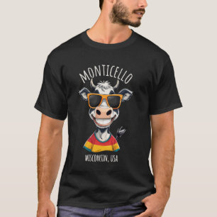 Monticello WI USA Lustige Kuh Cartoon-Design T-Shirt