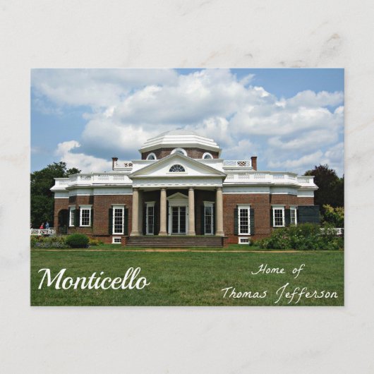 Monticello, Zuhause von Thomas Jefferson Postkarte (Vorderseite)