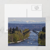 Montlake-Brücke und Cascade-Berge Postkarte (Vorne/Hinten)