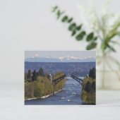 Montlake-Brücke und Cascade-Berge Postkarte (Stehend Vorderseite)