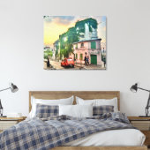 Montmartre Canvas Print mit 2 CV Leinwanddruck (Insitu (Schlafzimmer))